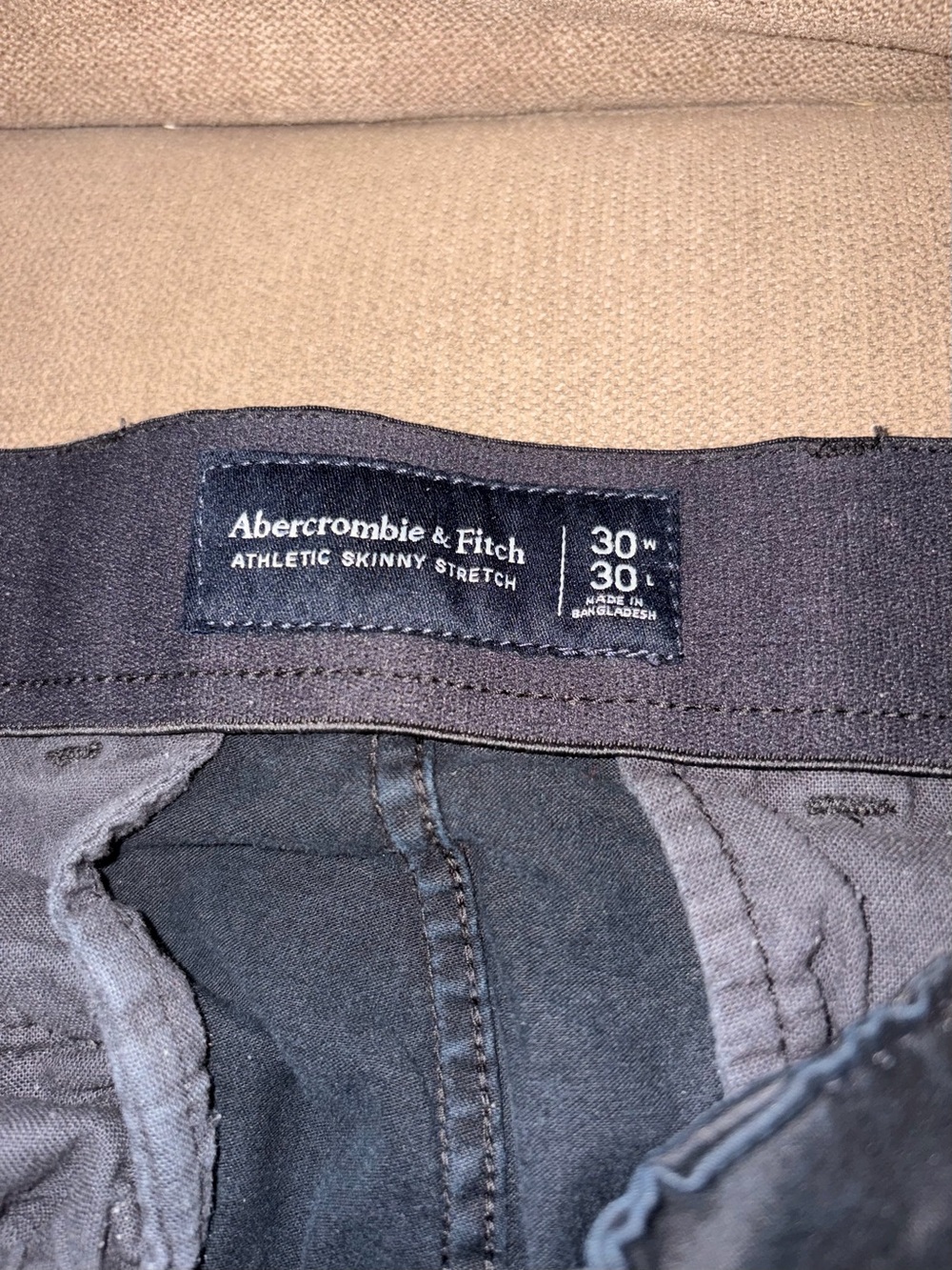 Abercrombie & Fitch Dark Charcoal Athletic Skinny Stretch Jeans/ Chinos